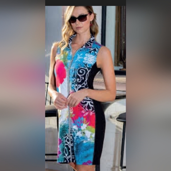 Dolcezza Dresses & Skirts - Sleeveless V-neck Zip-Up Dress By Dolcezza, Stretch Cotton 95%  Elastane 5%